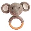 Chippi & Co Wooden Crochet Baby Rattle, Crochet Toys Stuffed Animals Easter Gifts for Kids, Wooden Newborn Toys, Easter Basket Stuffers, Basket Filler, Baby Shower Decor (Eddy The Elephant) view 1