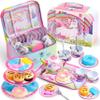 JOYIN 35Pcs Unicorn Tea Party Set for Little Girls, Pretend Tin Teapot Set, Princess Tea Time Play Kitchen Toy with Dessert, Doughnut, Carrying Case for Birthday Easter Gifts Kids Toddlers Age 3 4 5 6 view 1