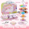 JOYIN 35Pcs Unicorn Tea Party Set for Little Girls, Pretend Tin Teapot Set, Princess Tea Time Play Kitchen Toy with Dessert, Doughnut, Carrying Case for Birthday Easter Gifts Kids Toddlers Age 3 4 5 6 view 3
