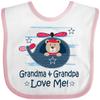 inktastic Grandma and Grandpa Love Me Boys Baby Bib White and Pink 3452c view 1