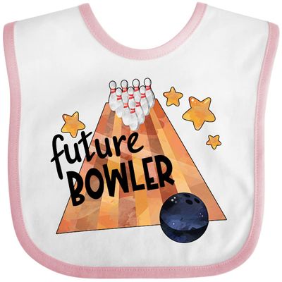 inktastic Future Bowler Bowling Ball and Pins Baby Bib White and Pink 3a64a
