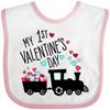 inktastic My First Valentines Day- Train Baby Bib White and Pink 33aca view 1