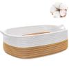 ABenkle Small Storage Basket with Handles, Cotton Rope Woven Dog Cat Toy Bin, Decorative Shelves Closet Organizing for Nursery Laundry Bedroom Bathroom, 14.2''x 11''x 5.1'' view 1