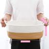 ABenkle Small Storage Basket with Handles, Cotton Rope Woven Dog Cat Toy Bin, Decorative Shelves Closet Organizing for Nursery Laundry Bedroom Bathroom, 14.2''x 11''x 5.1'' view 2
