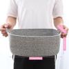 ABenkle Small Storage Basket with Handles, Cotton Rope Woven Dog Cat Toy Bin, Decorative Shelves Closet Organizing for Nursery Laundry Bedroom Bathroom, 14.2''x 11''x 5.1'' view 2