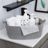 ABenkle Small Storage Basket with Handles, Cotton Rope Woven Dog Cat Toy Bin, Decorative Shelves Closet Organizing for Nursery Laundry Bedroom Bathroom, 14.2''x 11''x 5.1'' view 4