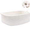 ABenkle Small Storage Basket with Handles, Cotton Rope Woven Dog Cat Toy Bin, Decorative Shelves Closet Organizing for Nursery Laundry Bedroom, 14.2''x 11''x 5.1'' view 1