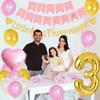 3rd Birthday Party Decorations for Girls Pink and Gold - Happy Birthday Banner Cake Topper, Gold Little Miss Threenager Garland, Large Number 3 Foil Balloon and Pink Heart Balloons view 2