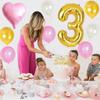 3rd Birthday Party Decorations for Girls Pink and Gold - Happy Birthday Banner Cake Topper, Gold Little Miss Threenager Garland, Large Number 3 Foil Balloon and Pink Heart Balloons view 3