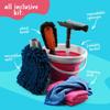 Kids Car Wash Activity Kit  7 Kid-Sized Carwash Accessories Gifts for Boys & Girls Ages 5 6 7 8-10 - Outdoor Fun Toys  Set Includes Bucket, Squeegee, Microfiber Mitt, Wheel Brush, 3 Cleaning Cloths view 2