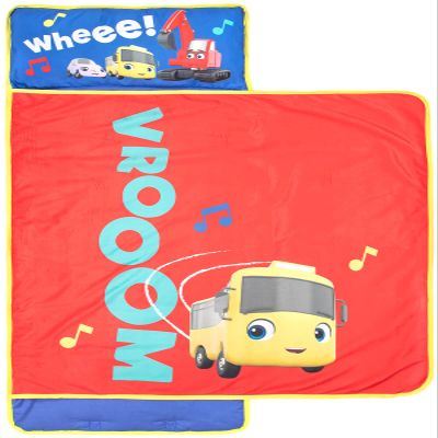 Jay Franco Moonbug Little Baby Bum Vrooom Nap Mat - Built-in Pillow and Blanket - Super Soft Microfiber Kids'/Toddler/Children's Bedding, Ages 3-7