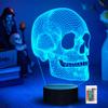 Ammonite Skull Night Light for Kids, 3D Illusion Lamp LED Desk Table Lamp 16 Colors Change with Remote Control and Timing Function, Best Christmas Halloween Birthday Gift for Child Boys view 1