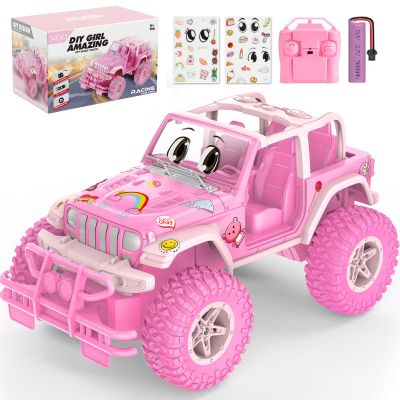 NQD Remote Control Car, Rechargeable RC Racing Cars with Stickers 1:16 Scale, 80 Min Play, 2.4Ghz Off Road Trucks All Terrain Toys Gifts for 3-Year-Old Girls
