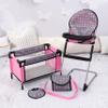Bayer Doll High Chair/Crib Set, Grey, Pink with Dots view 4