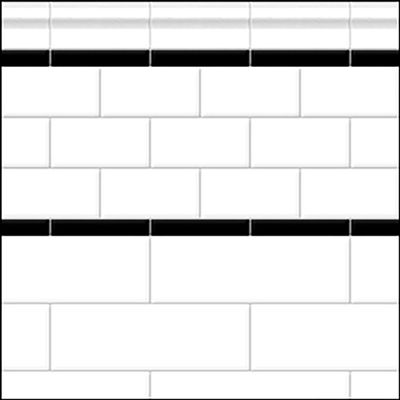 Itsy Bitsy Mini - Black and White Bathroom Subway Tile Dollhouse Wallpaper 1:12 Scale Peel and Stick 12 x 18 Self-Adhesive, SF-0-PS-WAL8002, BlackWhite