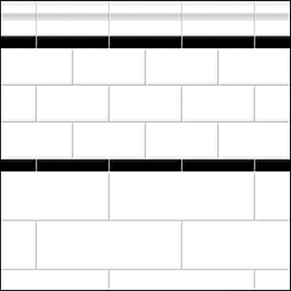 Itsy Bitsy Mini - Black and White Bathroom Subway Tile Dollhouse Wallpaper 1:12 Scale Peel and Stick 12 x 18 Self-Adhesive, SF-0-PS-WAL8002, BlackWhite
