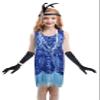 1920's Sequins Flapper Dress Children's Day Gift Party Halloween Costumes for Girls Accessories Set (Small, Style 5 Blue) view 1