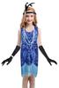 1920's Sequins Flapper Dress Children's Day Gift Party Halloween Costumes for Girls Accessories Set (X-Large, Style 5 Blue) view 1