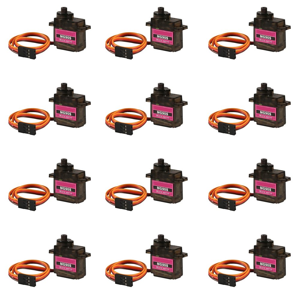 12PCS MG90S Servo Micro 180 9G Servo Motor Geared Micro Servo Motor 9G Smart Robot Compatible with Raspberry Pi Project Car Helicopter Airplane Boat (180 Rotating)