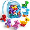 Beestech Wind Up Dinosaur Toys for 3,4,5,6 Years Old Girls Toddlers Boys, Dinosaur Birthday Party Supplies Favors, Girls with Backpack view 1