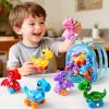 Beestech Wind Up Dinosaur Toys for 3,4,5,6 Years Old Girls Toddlers Boys, Dinosaur Birthday Party Supplies Favors, Girls with Backpack view 3
