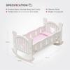 ROBOTIME Wooden Play Doll Cradle Rocking Baby Doll Crib, Reversible Doll Bedding for Toddler Girl,Fits Dolls Up to 20 Inches (White) view 2