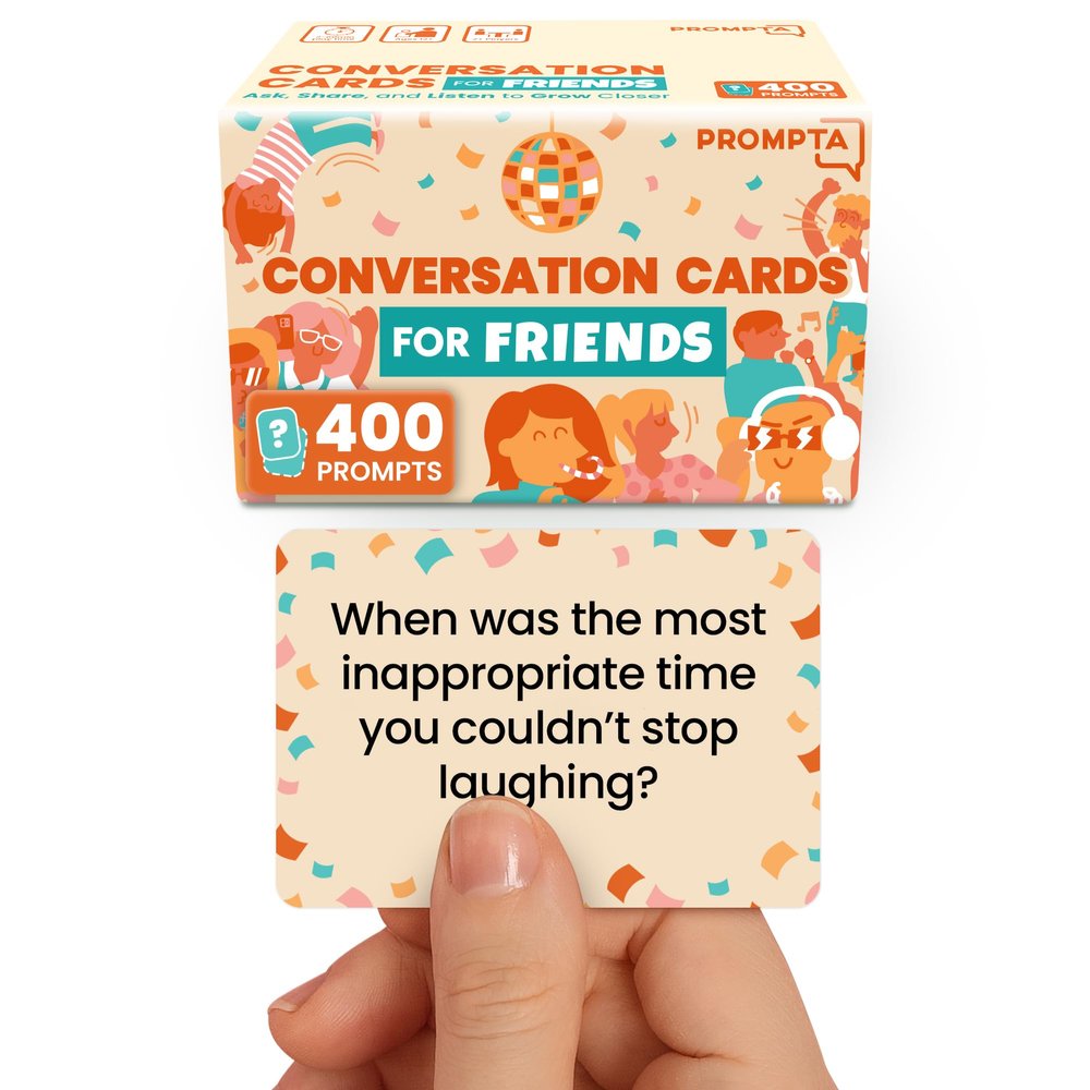 400 Conversation Cards for Friends  Funny Get to Know You Game With Open-Ended Questions to Spark Laughter, Stories, and Deeper Friendships - Great for Game Night and Hangouts - 2.5" x 1.75" Cards