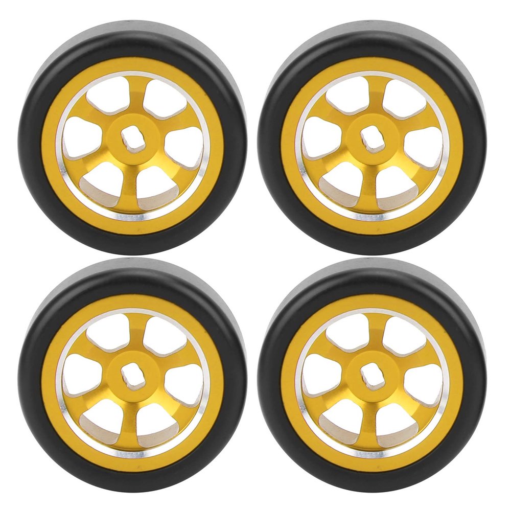 FastUU RC Drift Car Wheel, RC Drift Wheels High Wear Resistance RC Hard Tyres RC Model Drift Wheels Excellent Durability for Wltoys K969 1/28 RC Cars for Drift Car(Golden Y)