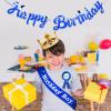 4 Pieces Birthday Boy Party Accessory Set Birthday King Crown Birthday Boy Sash and Button Pins Happy Birthday Banner for Boys - Birthday Party Dress Up Decoration - Birthday Decorations for boy view 2