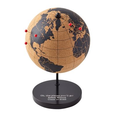 Let's Make Memories Personalized Cork Globe - The Places You'll Go - Graduation Gift - for Travel Lovers - Customize with Message - 7.5" Hx5.5 Dia