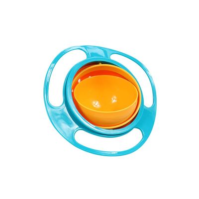 ESH7 Gyro Bowl Funny 360 Degree Rotate Spill-Proof Bowl with Lid Feeding Without Mess Toy for Toddler Baby Kids Children,Blue