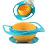 ESH7 Gyro Bowl Funny 360 Degree Rotate Spill-Proof Bowl with Lid Feeding Without Mess Toy for Toddler Baby Kids Children,Blue view 3