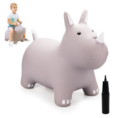 ZOOJOY Bouncy Horse Animals Hopper,Inflatable Bouncing Horse Jumping Animals for Toddlers,Ride On Hopping Toys for Girls/Boys,Great Gift W/P (Grey)