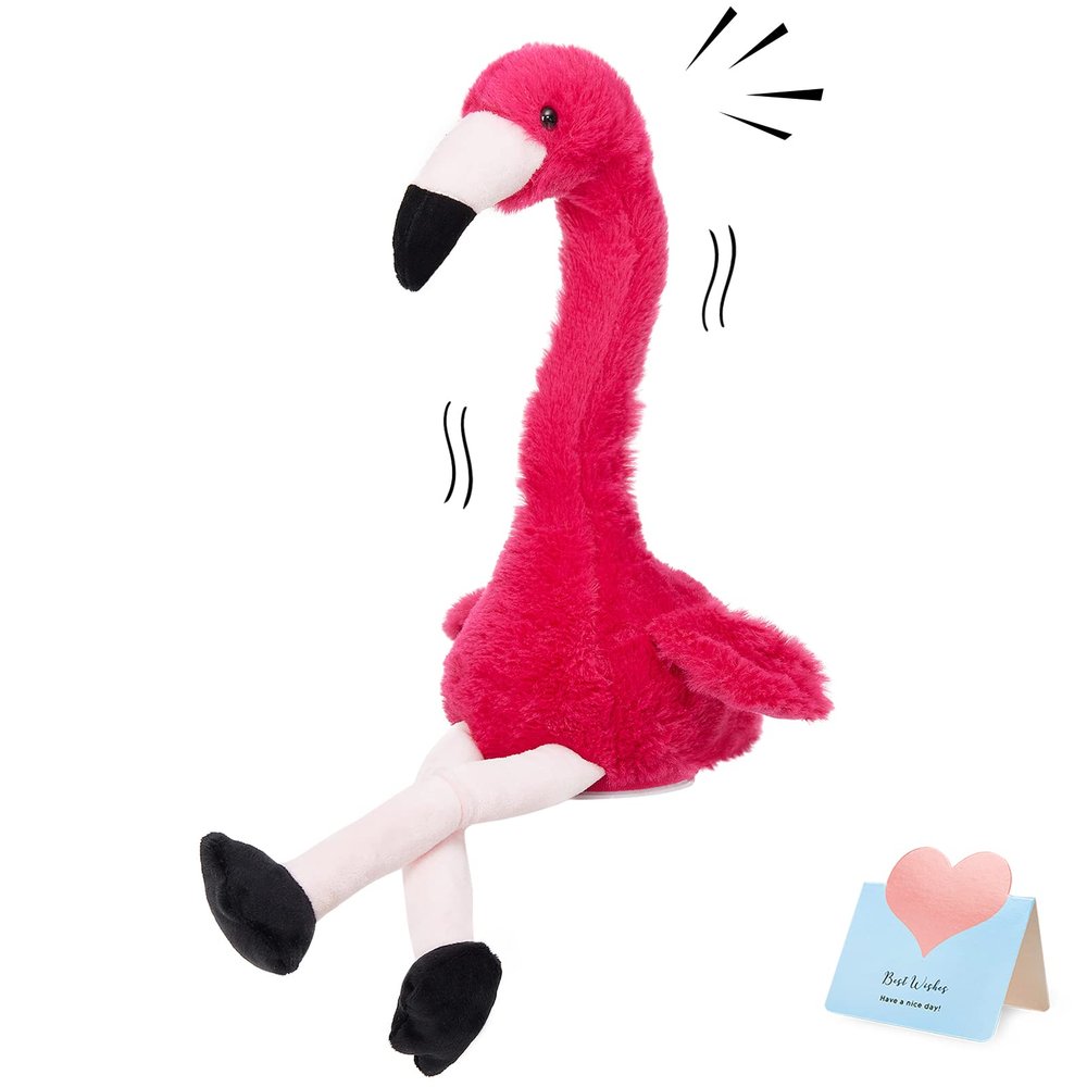 CozyWorld 13 Talking Flamingo Toy Repeat What You Said Interactive Cute Plush Toy Flamingo Stuffed Animals Birthday Gifts for Boys and Girls, Red