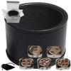Cyber-Deals Set of Dice Cup Black PU Leather w/Plush Black Felt Lined + 16mm Zinc Alloy Metal Dice, Gift Boxed (Nickel, Red) view 1