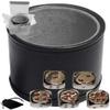 Cyber-Deals Set of Dice Cup Black PU Leather w/Plush Grey Felt Lined + 16mm Zinc Alloy Metal Dice, Gift Boxed (Nickel, Red) view 1