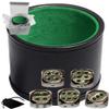 Cyber-Deals Set of Dice Cup Black PU Leather w/Plush Green Felt Lined + 16mm Zinc Alloy Metal Dice, Gift Boxed (Nickel, Green) view 1