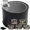 Cyber-Deals Set of Dice Cup Black PU Leather w/Plush Grey Felt Lined + 16mm Zinc Alloy Metal Dice, Gift Boxed (Nickel, Green) view 1
