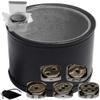 Cyber-Deals Set of Dice Cup Black PU Leather w/Plush Grey Felt Lined + 16mm Zinc Alloy Metal Dice, Gift Boxed (Nickel, Black) view 1