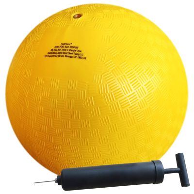 AppleRound 8.5 Inch Playground Ball with Air Pump, Pack of 1 Ball with 1 Pump, Official Size for Dodge Ball, Handball, Camps and Schools (Yellow)
