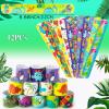 132Pcs Dinosaur Party Favors - Dinosaur Rings, Slap Bracelets, Tattoos, Keychains & More for Boy Kids' Birthday Party Goodie Bags view 2