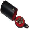 Cyber-Deals Set of Dice Cup Black PU Leather with Storage Compartment Red Felt Lined + 16mm Zinc Alloy Metal Dice, Gift Boxed (Nickel, Black) view 2