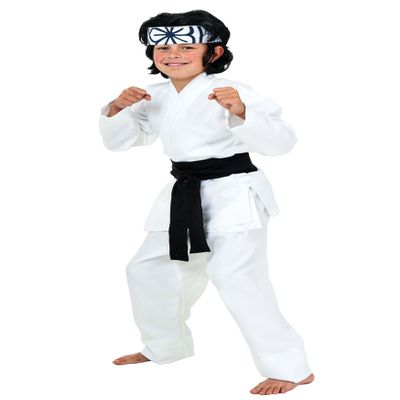 Child Daniel San Costume | Officially Licensed Outfit for Halloween, Cosplay - Shirt, Pants, Belt, Headband X-Small Bundle