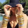 COLORFUL BLING Glitter Jelly Bangles Bracelets Set for Women Glitter Filled Jelly Silicone Bracelets for Party Bar Costume-leopard view 2