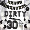 Fangleland 30th Birthday Party Decorations Silver and Black, Dirty Thirty Banner Balloon Dirty 30 Sash Cake Topper for for Her Him 30 Years Old Birthday Party Supplies view 1