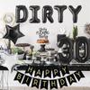 Fangleland 30th Birthday Party Decorations Silver and Black, Dirty Thirty Banner Balloon Dirty 30 Sash Cake Topper for for Her Him 30 Years Old Birthday Party Supplies view 2