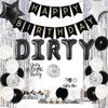 Fangleland 30th Birthday Party Decorations Silver and Black, Dirty Thirty Banner Balloon Dirty 30 Sash Cake Topper for for Her Him 30 Years Old Birthday Party Supplies view 3