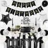 Fangleland 30th Birthday Party Decorations Silver and Black, Dirty Thirty Banner Balloon Dirty 30 Sash Cake Topper for for Her Him 30 Years Old Birthday Party Supplies view 4