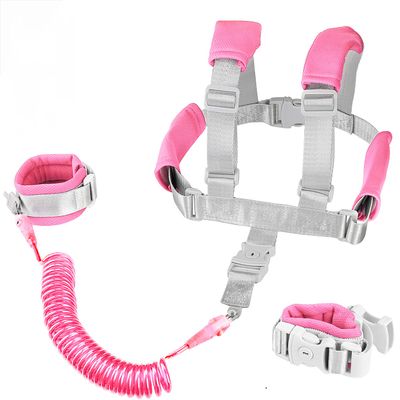 2 in 1 Toddler Leash Anti Lost Wrist Link Pink Safety Harness with Lock for Kids, Baby Leash Anti Lost Wrist Link Safety Wrist Link for Toddlers(Pink 8.2 Ft)