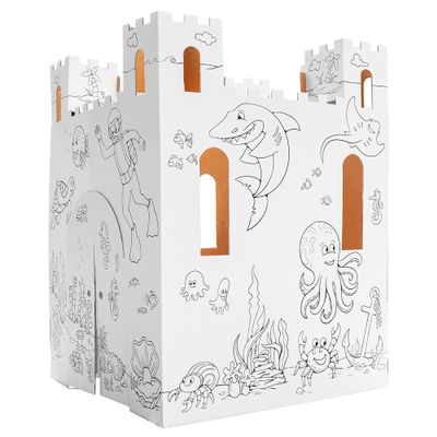 Easy Playhouse Sand Castle - Kids Art & Craft for Indoor & Outdoor Fun, Color, Draw, Doodle Decorate & Personalize a Cardboard Fort, 32 by 32 by 43. 5 inches Age 3and up
